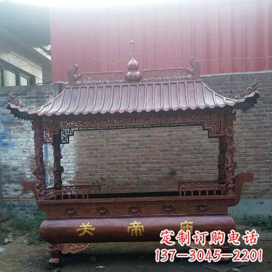 聊城方形香炉铜雕塑,精美香炉雕塑