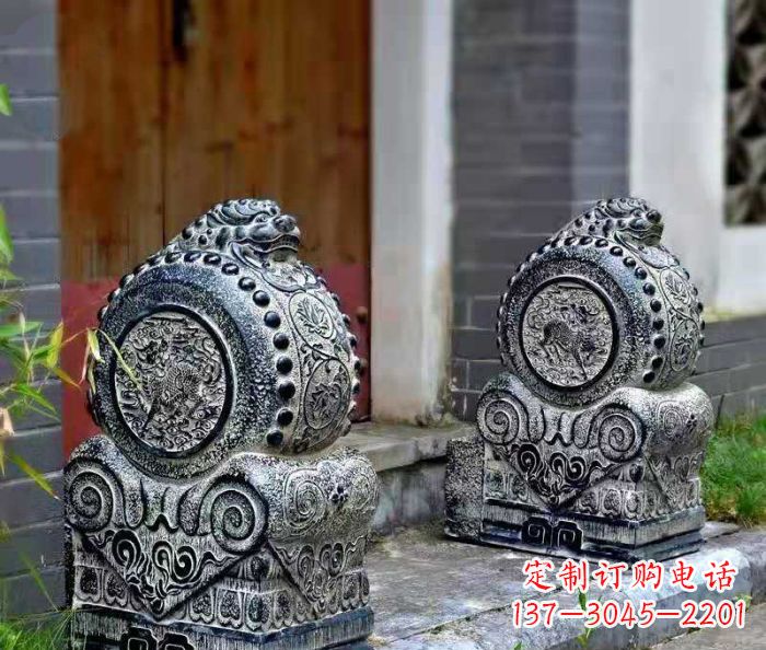 聊城精美仿古抱鼓石门墩雕塑