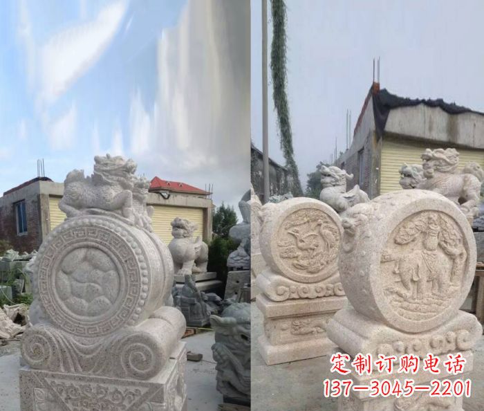 聊城仿古抱鼓石镇宅石门墩 (2)