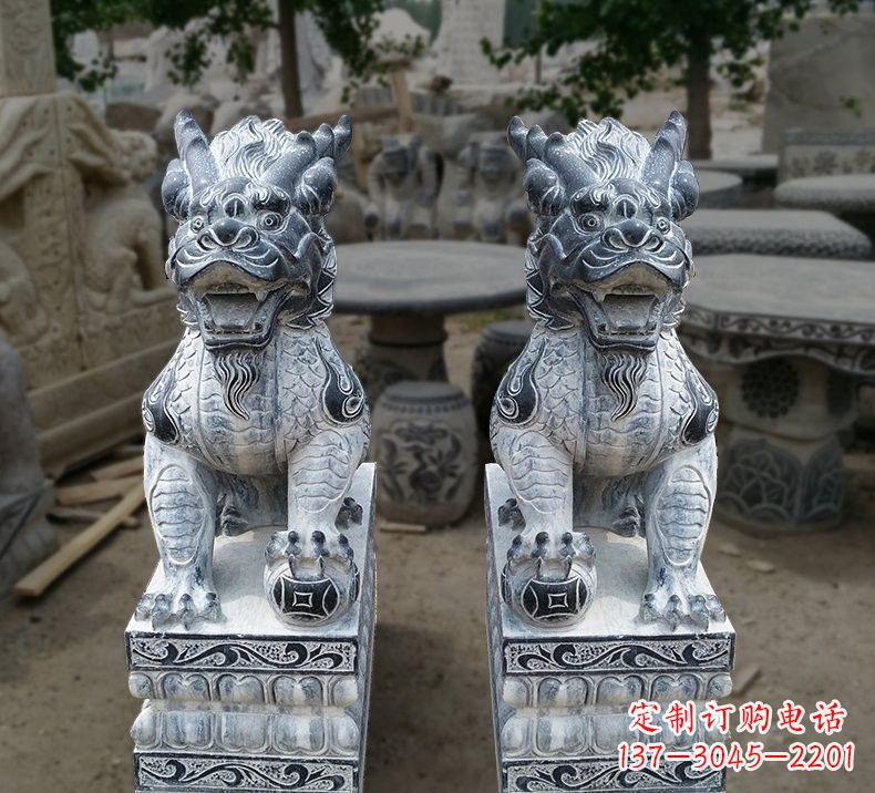 聊城仿古踩球麒麟石雕
