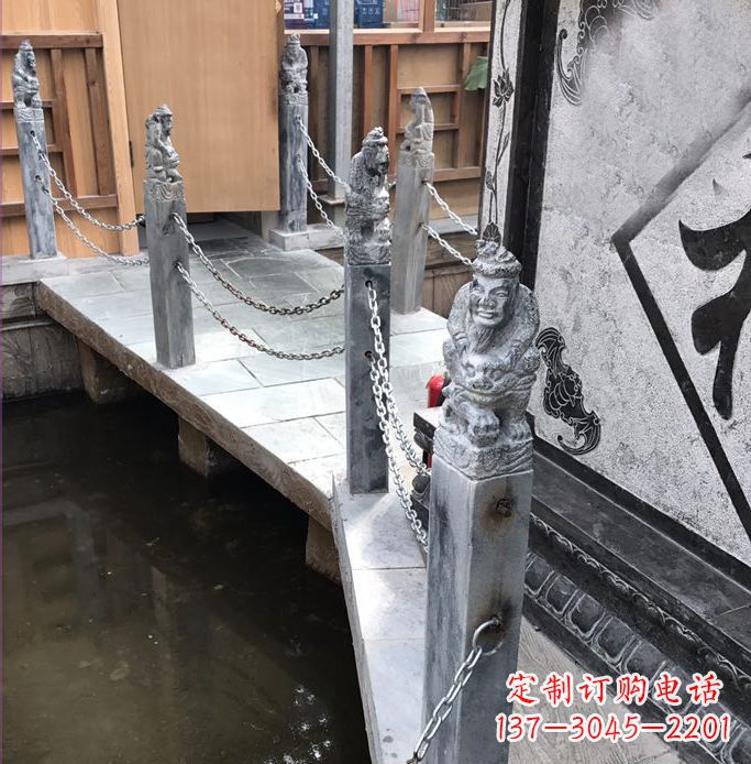 聊城典雅传统的仿古胡人拴马石栏杆雕塑