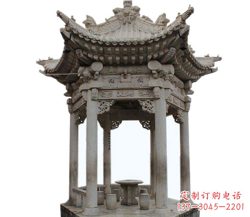 聊城精美仿古六角凉亭石雕