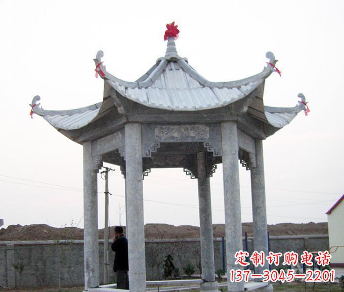 聊城仿古六角石凉亭雕塑
