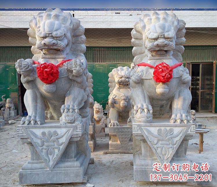 聊城仿古门口看门狮子石雕