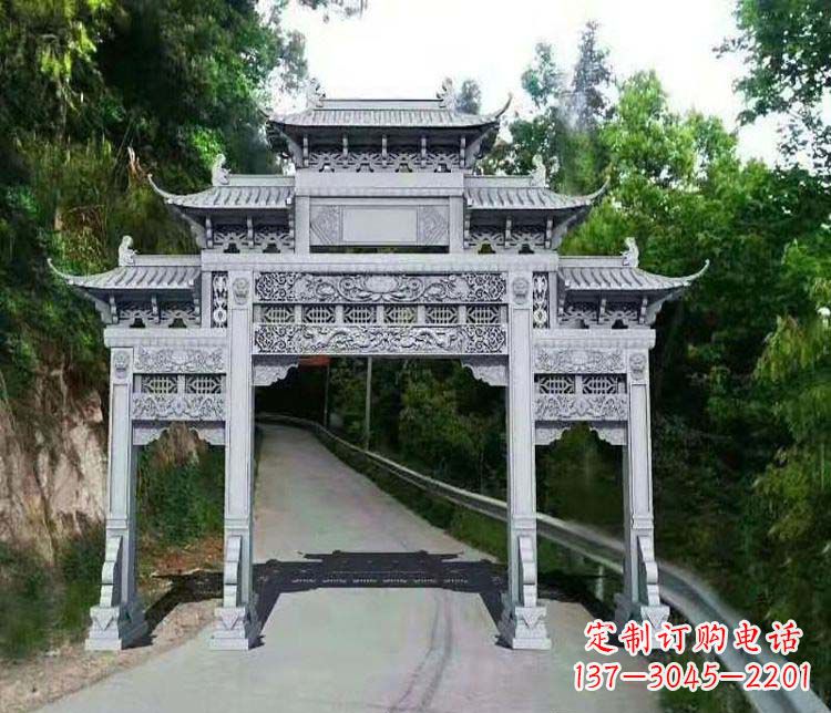 聊城仿古三门牌坊石雕