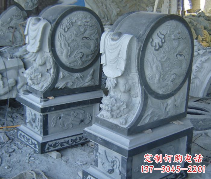 聊城仿古石门墩招财抱鼓石雕塑