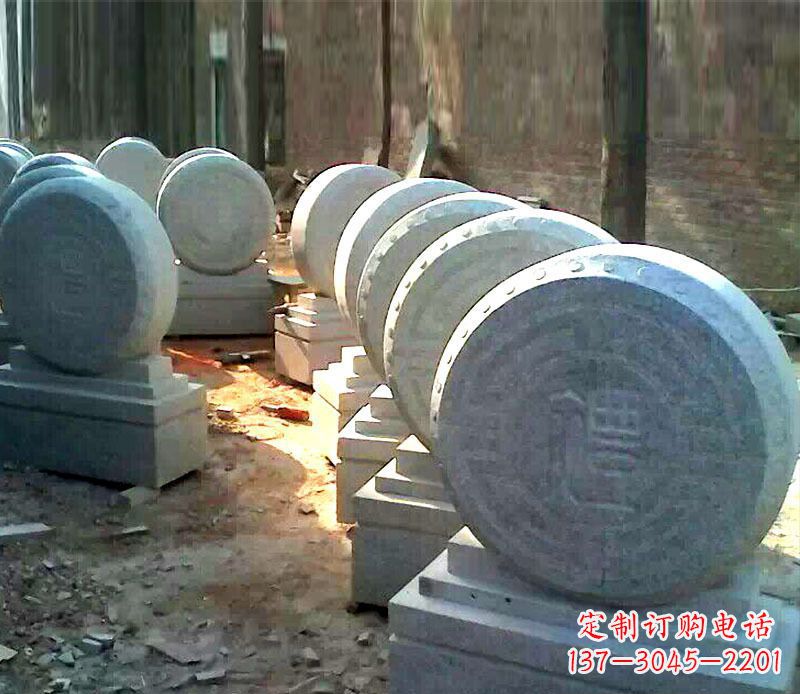 聊城仿古石门墩招财抱鼓石雕