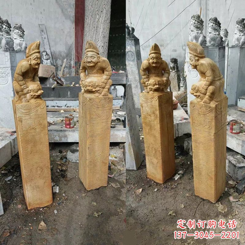 聊城经典仿古拴马桩雕塑