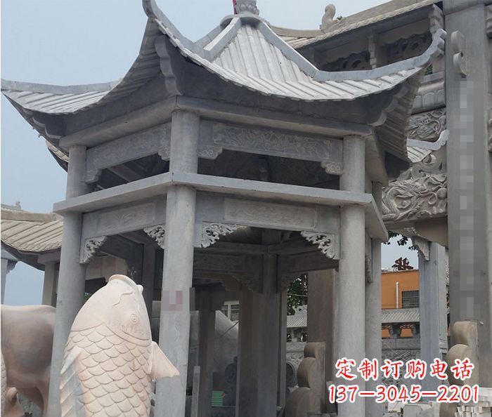 聊城精美仿古双层石雕凉亭