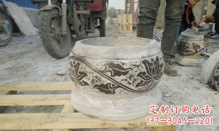 聊城仿古圆形水缸石雕塑