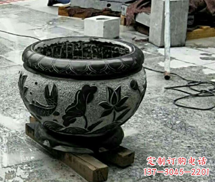 聊城精美仿古招财水缸石雕