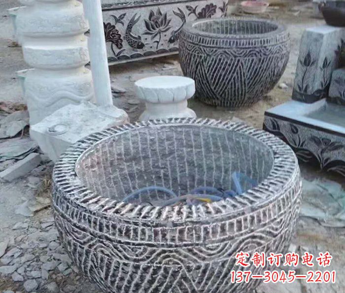 聊城精美仿古石雕水缸