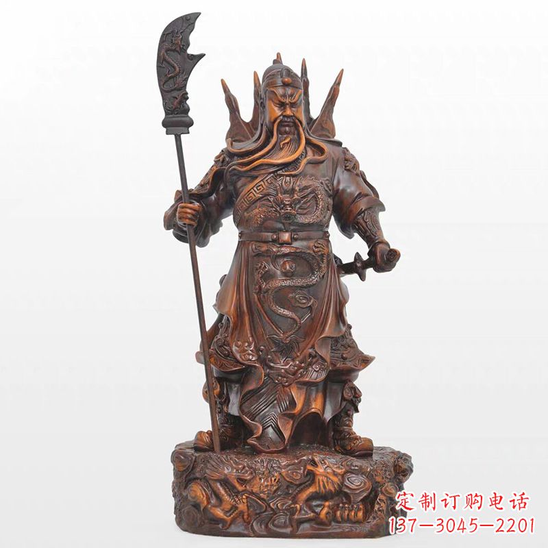 聊城精美关公铜雕像,古朴高雅