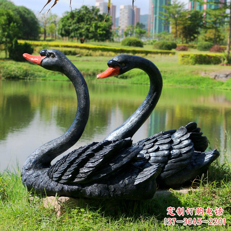 聊城仿真黑天鹅玻璃钢雕塑-公园园林水景装饰动物雕塑