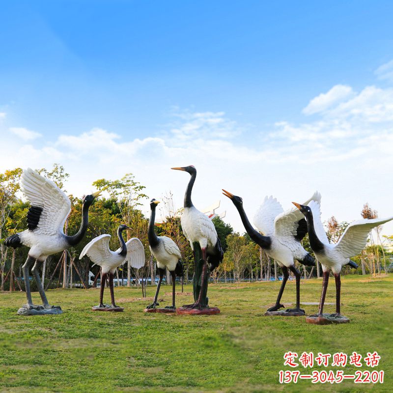 聊城雕刻传统文化,精美仙鹤雕塑