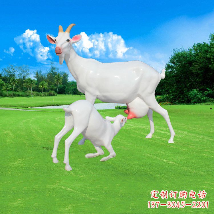 聊城仿真羊羔羊跪乳玻璃钢雕塑