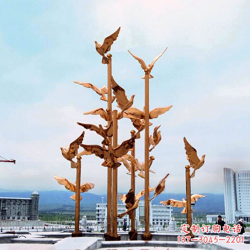 聊城中领雕塑传承祥和和平的和平鸽雕塑