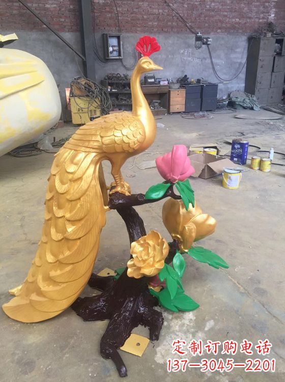 聊城凤凰雕塑城市景观园林神兽百鸟之王铜雕
