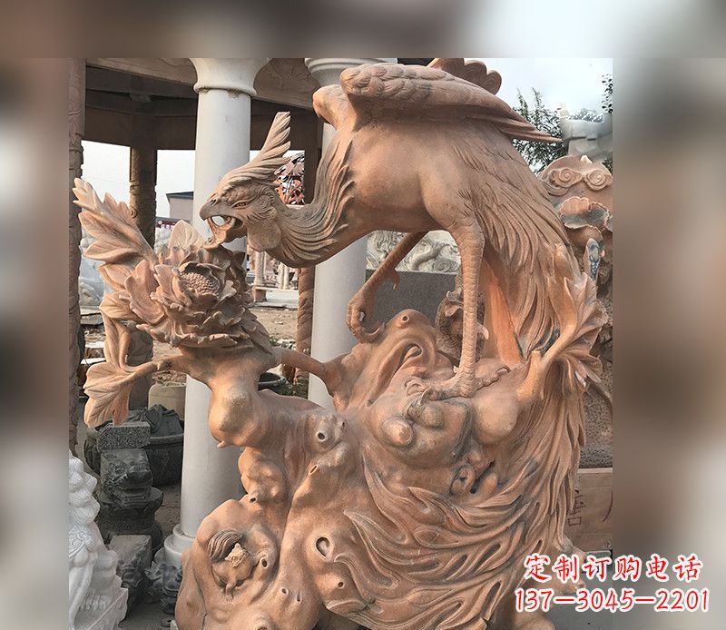 聊城凤凰牡丹石雕