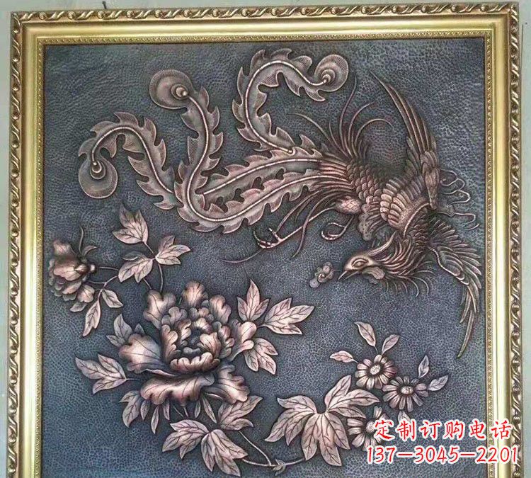聊城凤凰牡丹铜浮雕