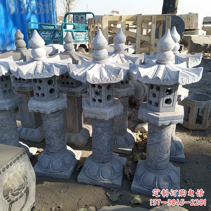 聊城高墩青石中式灯笼雕塑