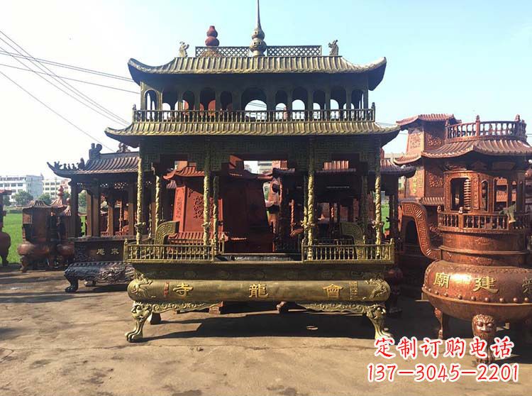 聊城高浮雕螭龙纹铜香炉