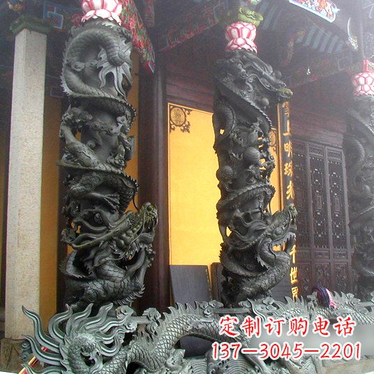 聊城高浮雕龙柱铜雕塑