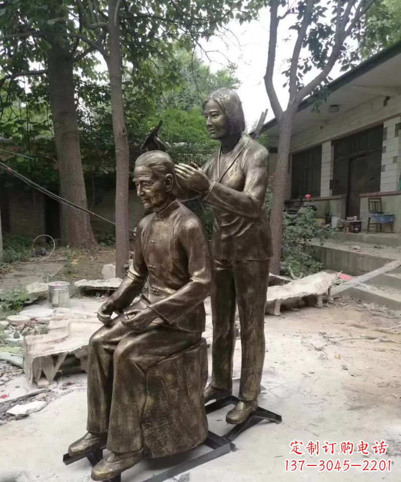 聊城产品名称纪念母亲的梳头人物铜雕