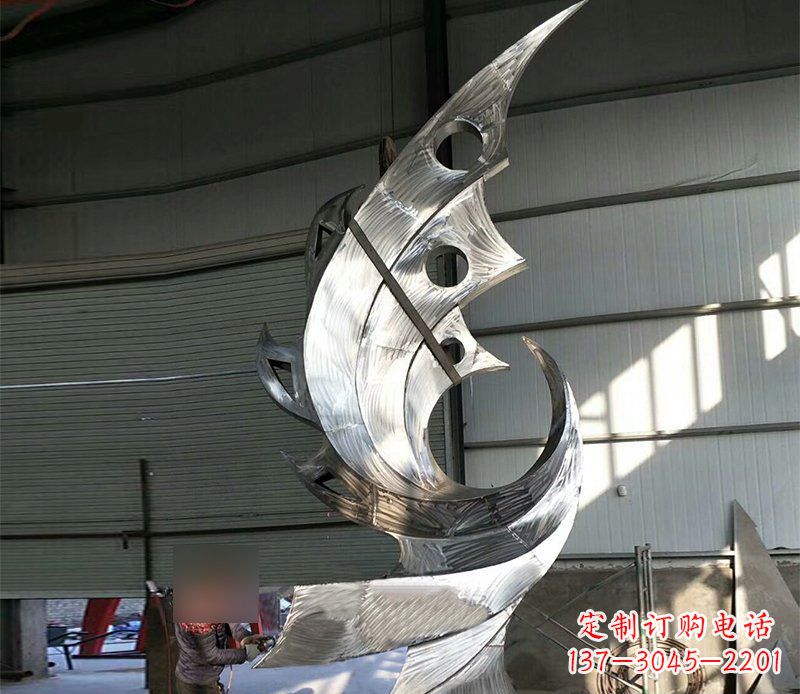 聊城公园不锈钢抽象凤凰景观雕塑 (3)