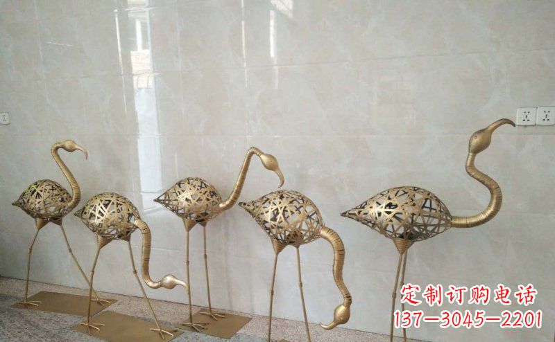 聊城不锈钢抽象火烈鸟动物雕塑