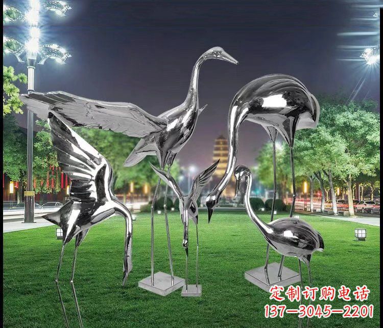 聊城大型不锈钢仙鹤雕塑