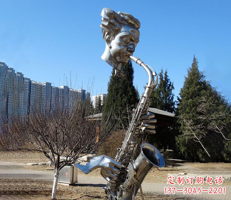聊城纪念性不锈钢萨克斯头像雕塑
