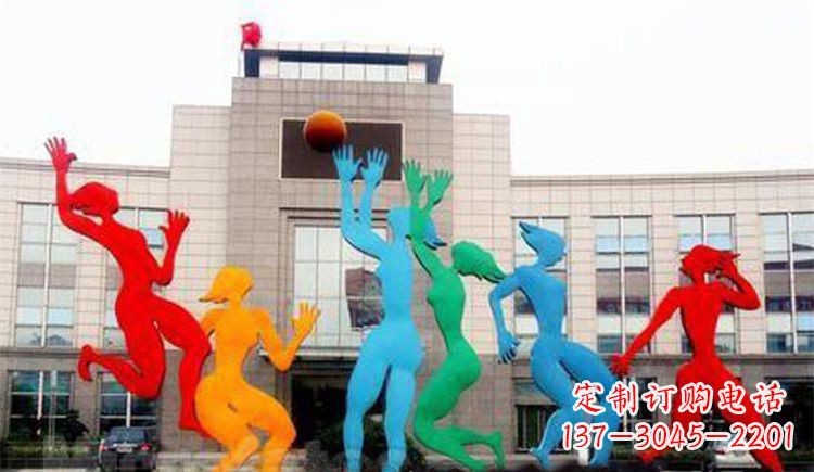 聊城激情运动的写照不锈钢女孩打篮球雕塑