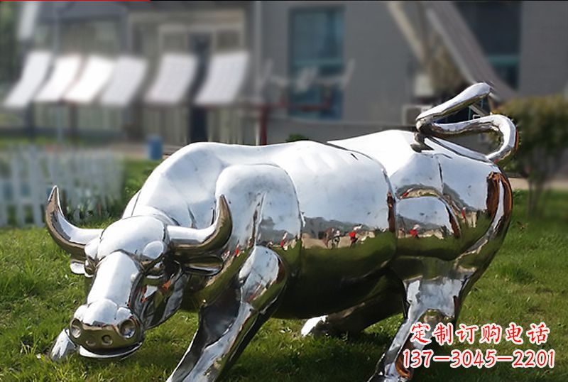 聊城精致美观的高端不锈钢动物牛雕塑