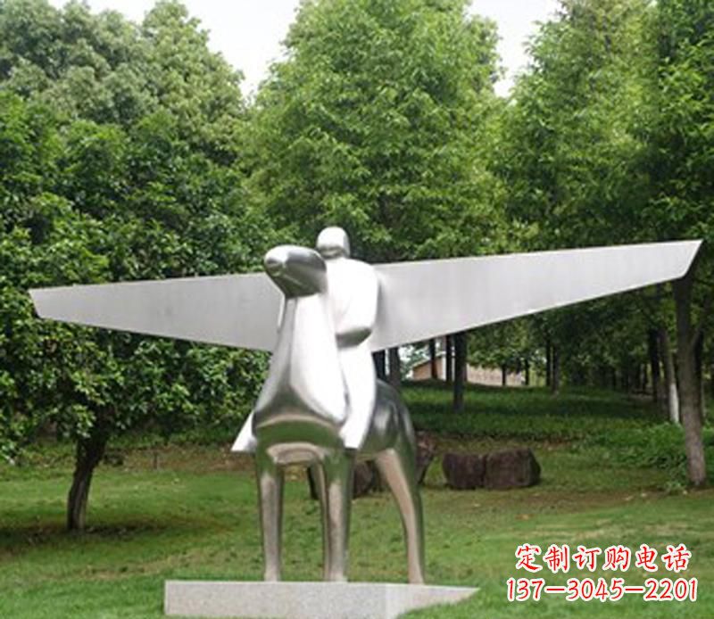 聊城优雅而独特的不锈钢飞马雕塑