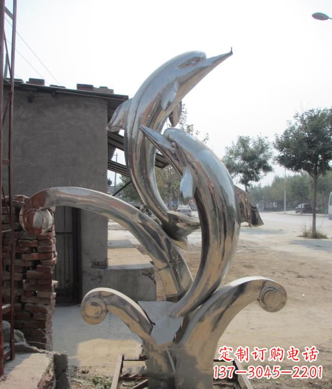 聊城倾情展示——室外可靠不锈钢海豚雕塑