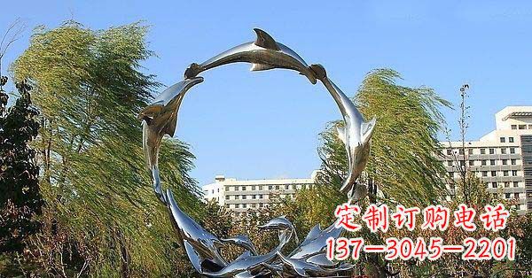 聊城华丽精致的不锈钢海豚雕塑