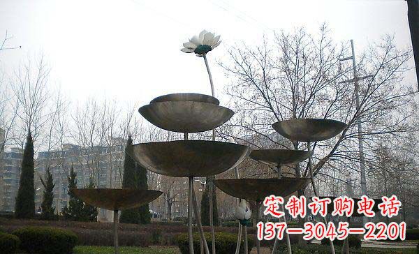 聊城中领雕塑定制不锈钢荷花景观雕塑