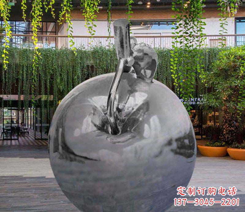 聊城公园时尚不锈钢镜面苹果雕塑