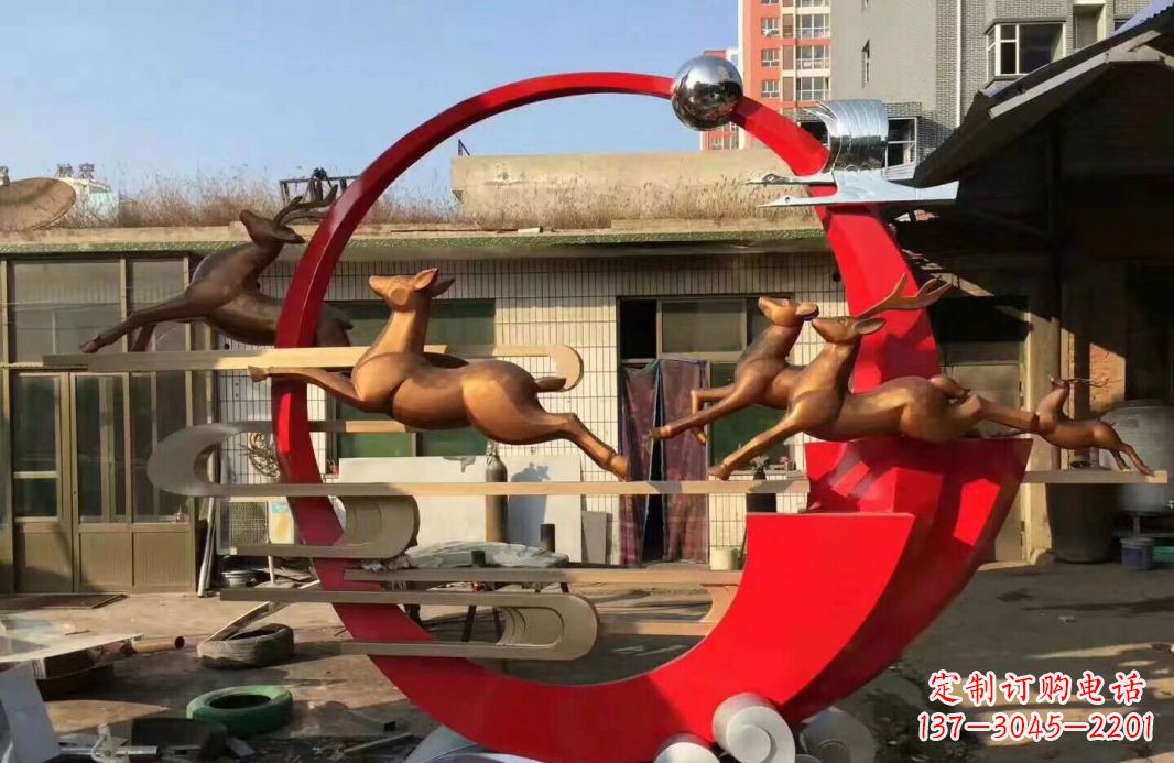 聊城高端不锈钢梅花鹿雕塑