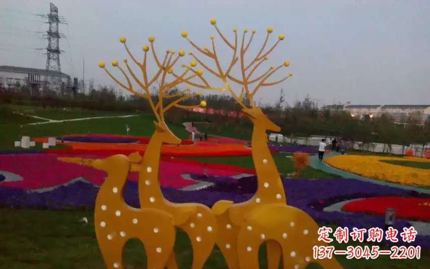 聊城不锈钢美陈动物鹿雕塑