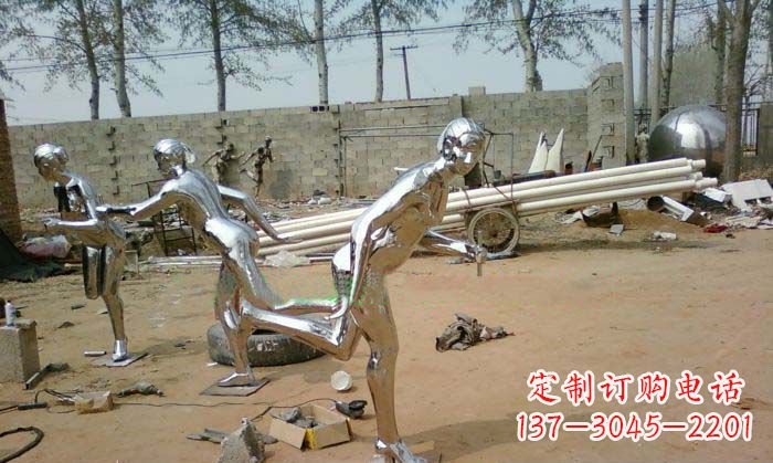 聊城精致美丽的不锈钢跑步女孩雕塑