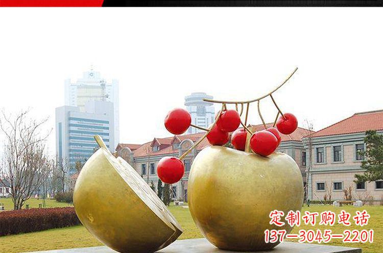 聊城公园不锈钢苹果樱桃雕塑