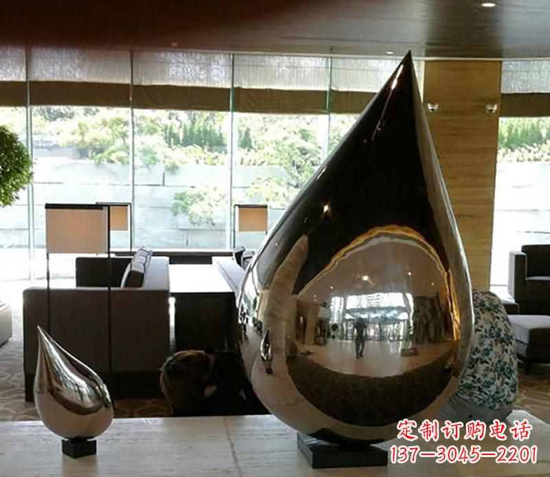 聊城公园不锈钢水滴球景观雕塑