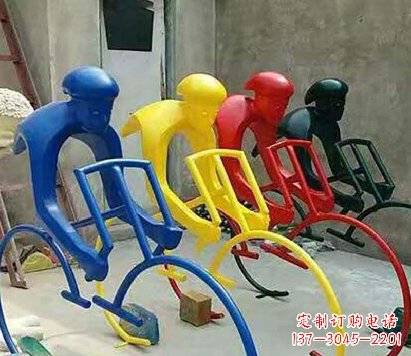 聊城不锈钢自行车运动人物景观雕塑