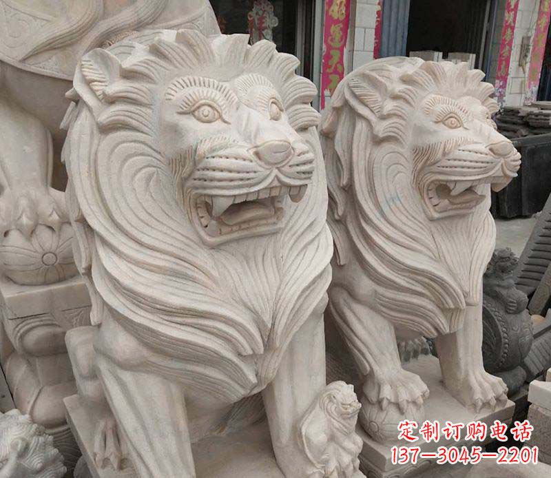 聊城公园踩球西洋狮动物石雕