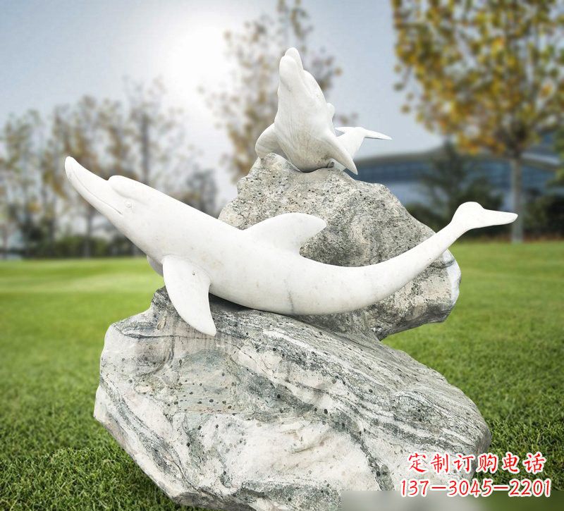 聊城中领雕塑设计之海豚石雕