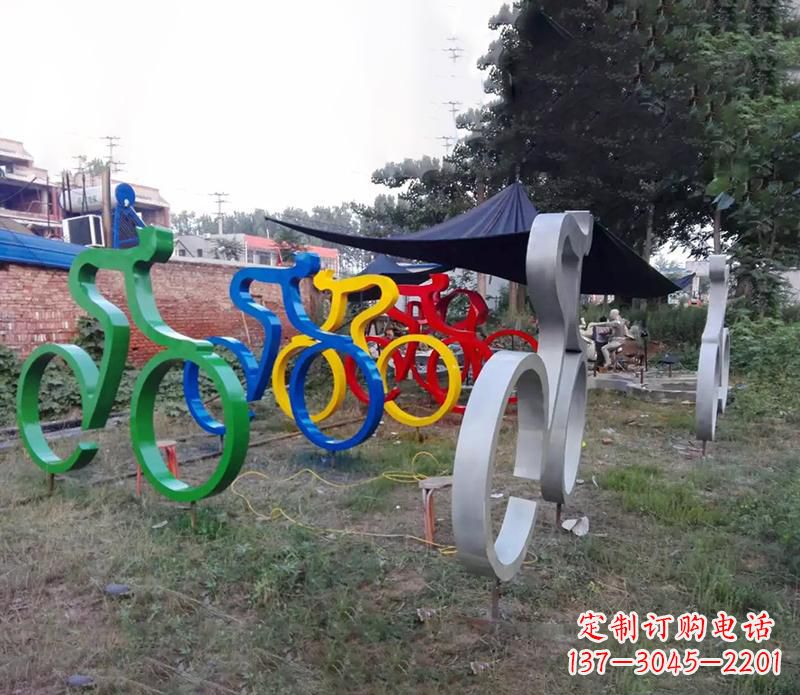 聊城抽象不锈钢自行车雕塑