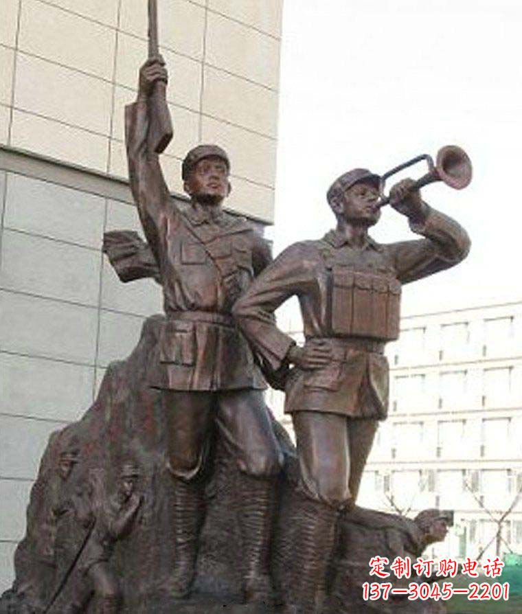 聊城革命精神熠熠冲锋号铜雕