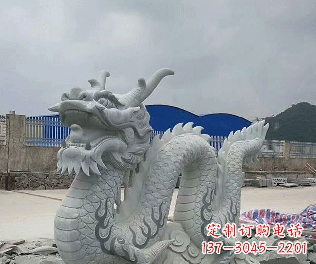 聊城公园大理石生肖龙景观石雕 (2)